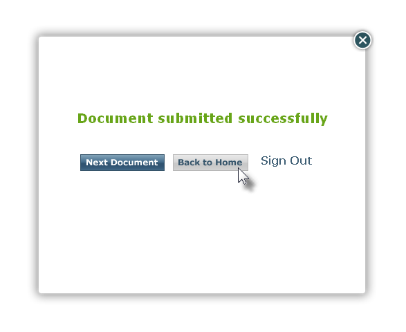 Figure 15 Successful Document Submission Fly-Out